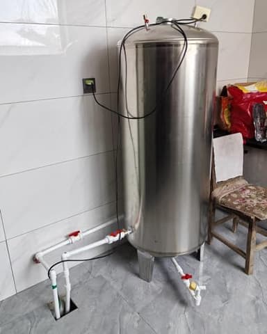 Surpresseur Réservoir Sous Pression D'eau D'acier Inoxydable de Ménage, Alimentation en Eau Automatique du Sous-sol - Capacité 60 100 160 200 250 300 L, Kit D'installation Complet(95x40cm(100L/26.4gal