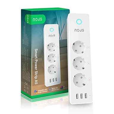 Nous A5 WiFi Multiprise Connectée, 15A, 3 USB, Contrôle Intelligent Compatible avec Alexa, Google Home et SmartThings, domotique, Multiprise Programmable, Protection Surcharge