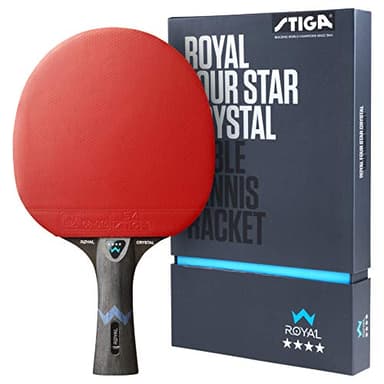 STIGA Raquette de Ping Pong Royal 4 Star Crystal - Raquette de Tennis de Table 4 Étoiles, Bois 5 Plis, Revêtement ITTF avec Éponge 2.0 mm, Manche Concave, Conçue pour l'Attaque et la Vitesse