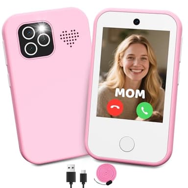 CHAKEYAKE Smartphone pour Enfants 4G Débloqué, Téléphone pour Filles avec Écran Tactile HD 2.8", Double Caméra, Lecteur MP3, Lampe Torche, Jeux Éducatifs, Cadeau D’Anniversaire 3-12 Ans, Rose