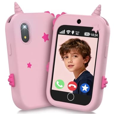 Telephone Enfant, 4G Telephone Portable pour Enfants Fille Garçon avec GPS Appel Vidéo Double Caméra Podomètre Chat Vocal Mode école Réveil, Smartphone Enfant Jouets Cadeaux de Noël et d'anniversaire
