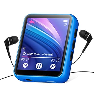 Lecteur MP3 Bluetooth 5.0 32 Go avec écran tactile complet, lecteur de musique Hi-Fi sans perte avec boîtier en métal, avec radio FM, haut-parleur, enregistrement ligne, prise en charge jusqu'à 128 Go
