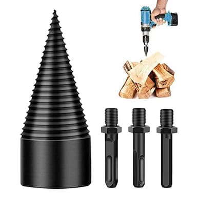 YEJAHY Fendeuse de bois thermique de 42 mm avec 3 poignées de perçage, fendeuse à buches, cône, fendeuse de bois de chauffage, fendeuse précise et rapide pour bois