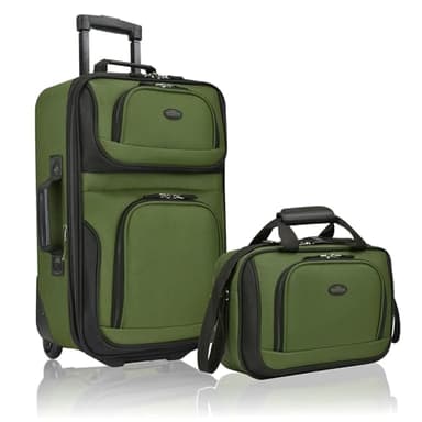 U.S. Traveler Ensemble de Bagages à Main Extensibles en Tissu Robuste Rio, Vert, Taille Unique, Rio Valise de Cabine légère 50,8 cm Souple et Extensible, Durable, pour Affaires et Voyages