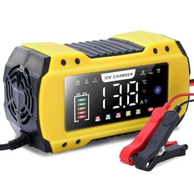 Chargeur Batterie Voitures, 12V 8A Mainteneur De Chargeur De Batterie, avec Fonction Réparation, écran LCD, Protections Multiples, Maintien de Charge Auto, pour Auto Voiture Moto