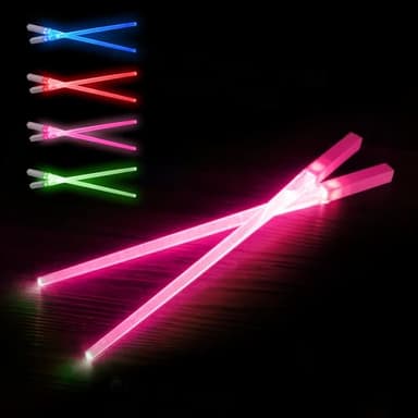 SithSticks® 2 Baguettes Lumineuses Roses | Baguette Led Sabre Laser | Couverts Lavables Réutilisables | Cuisine Chinoise & Japonaise | Idée Cadeau 100% Fun | OriginalCorner®