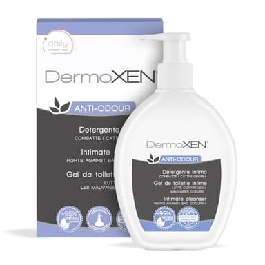 DERMOXEN Gel Intime Femme Anti Odeur, pour Candidose, Incontinence et Règles. Savon Intime Femme aux Fibres Prébiotiques, Citron & Mélisse. Hygiène Intime Féminine. 200 ml