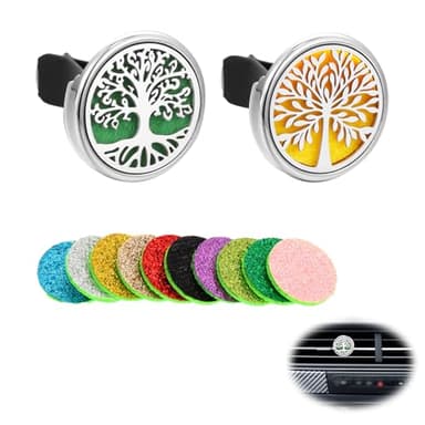 2 Pcs Diffuseur d'Huile Essentielle, Voiture Aromathérapie Huiles Essentielles Diffuseur Désodorisant pour Voiture Pour Salon Bureau Voiture - Accessoire intérieur avec 10 Feutre de Remplacement