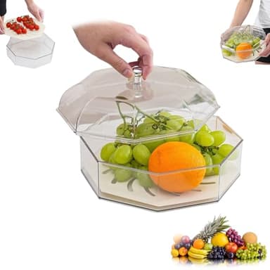 Corbeille À Fruits Anti Moucherons Avec Couvercle, Bol de Protection Contre les Mouches, Coupe À Deux Étages, Garde-Manger pour Fruits et Légumes, Panier