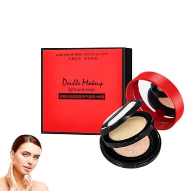 CC Crème Coussin D'air Avec Poudre Pressée, Double Couche De BB Crème Coussin Et Poudre De Fixation, Fond De Teint 2 En 1, Poudre Compacte Pour Le Visage Portable, Finition Mate Longue Tenue(Naturel)