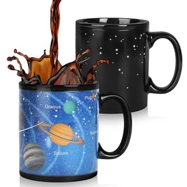AOOTE Tasse Magique, Système Solaire Tasse à Café, Tasse Qui Change de Couleur avec la Chaleur, Mugs et Tasses à Café, Tasse en Céramique, pour Famille, Ami, Collègue, Anniversaire (12oz)