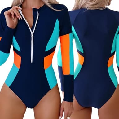 SEAUR Maillots de Bain Surf 1 Pièce pour Femmes Combishort de Surf Anti-UV Piscine Plage Rashguard UPF 50+ Femme 36-38