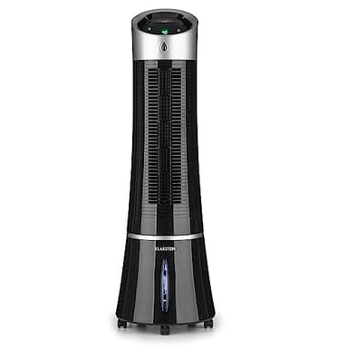 Klarstein rafraîchisseur d'air, ventilateur, humidificateur & ioniseur, Réservoir d'eau 6 L, oscillation, 30 W, 210 m³/h, minuterie, climatiseur mobile, noir, smart