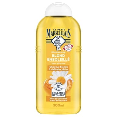 Le Petit Marseillais Shampooing Blond Ensoleillé (flacon de 300 ml) – Shampooing sans Silicone pour Cheveux Blonds à Châtain Clairs – 98% d'Ingrédients d'Origine Naturelle pour Une Brillance Optimale