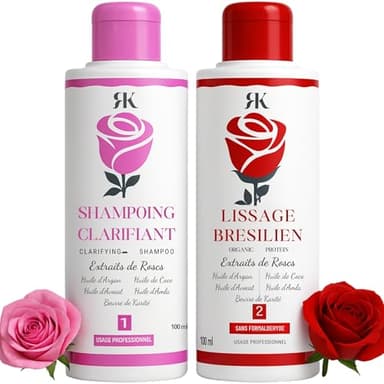 Kit Lissage Bresilien 2x100ml Romanti-K® - Lissage Professionnel - Protéine de Tanin - Sans Formol - Soin lissant - Keratine Pure - Defrisant Organique