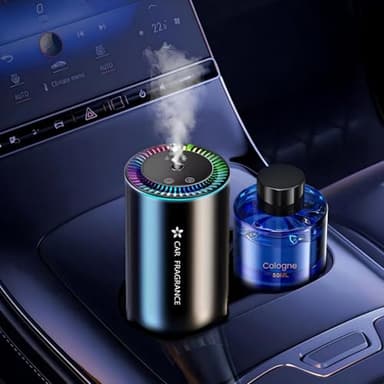 Diffuseur Voiture avec 50ml Parfum (Cologne), Sent Bon Diffuseur Électrique, On/Off Automatique, Atomiseur Ultrasonique, 3 Modes, Batterie Intégrée, Diffuseur d'Arômes pour Voiture Durée 5 Mois BJ-577