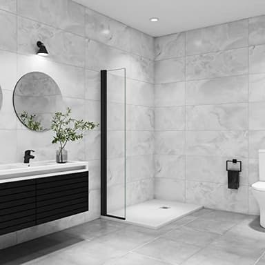 AICA paroi de douche à l'italienne pivotante 45x200cm paroi de douche retour pivotant mural en verre 8mm anticalcaire, profilé en alu Noir mat