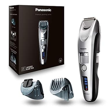 Panasonic ER-SB60S-803 Tondeuse à Barbe pour Hommes, Portable Sans Fil Étanche, 20 réglages de longueur, 2 Accessoires, Embout de Détail, Sans Fil et Filaire, Socle de Chargement, Argenté