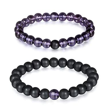 MicVivien Bracelets de Distance Couple pour Amants-2pcs Perles 8mm