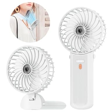Lepwings Ventilateur portable, mini ventilateur USB rechargeable avec 4 vitesses et 16h d'autonomie, silencieux et pliable, ventilateur de cou pour maison, bureau, voyage, été - blanc