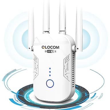 QLOCOM 2026 Nouveau Répéteur WiFi Puissant 1200Mbps, Amplificateur WiFi Puissant sans Fil Double Bande 5GHz & 2.4GHz WiFi Booster avec WPS, Compatible avec Toutes Les Box Internet