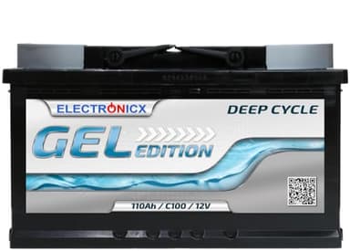 Batterie Gel 110Ah Gel Edition 110 Ah Camping-Car, Solaire Voiture Electrique Enfant Batterie à Décharge Lente Rechargeable 12V Portable - Gel camping