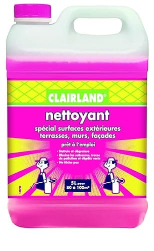 CLAIRLAND Pulvérisateur Nettoyant spécial surfaces extérieures Terrasses, Façades, Murs, Concentré, Dose d’emploi : 5L/100m², 5 L, CLAIRDETER5000, Vert