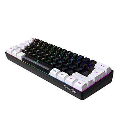 Snpurdiri Clavier Gaming AZERTY 60 Poucent Blanc et Noir Filaire RGB Rétro-éclairé, Mini Clavier Gamer Ultra-Compact à 61 Touches pour Gaming, PC/Mac, Dactylographe, Voyage