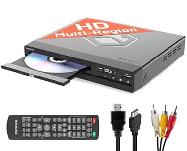 Lecteur DVD Player avec HDMI | Lecteur DVD multizone | Conversion HD 1080 | Connectivité HDMI, RCA et AV | Lecture USB, MP3 et CD | Télécommande Facile à Utiliser Incluse | OAKCASTLE DVD100