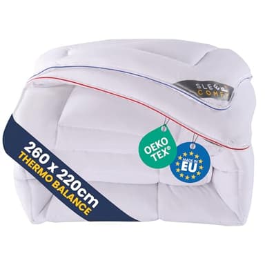 SLEEP COMFY Premium Couette 4 Saisons, pour Toutes Les Saisons, Couette 260x220 4 Saisons, avec 2 Pièces Combinables, Couverture pour été et Hiver, Couverture pour Adultes, Couette 2 Personnes