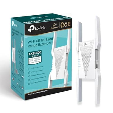 TP-Link Répéteur WiFi 6E Mesh RE815XE, Amplificateur WiFi AXE5400 Mbps, 1 Port Gigabit, 4 antennes externes, Compatible avec Les Box Internet, Profitez du WiFi 6 sans Changer Votre Box