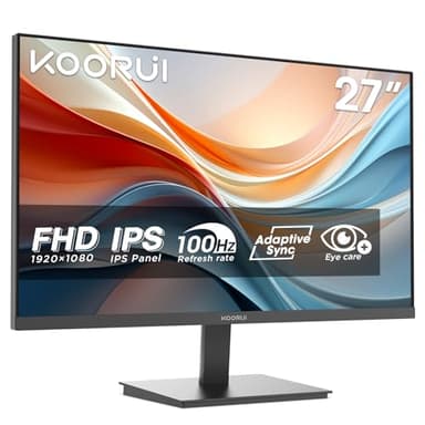 KOORUI E2711F 27 Pouces Ecran PC, FHD 1920 x 1080 100Hz Moniteur,IPS,Adaptive Sync HDMI 1.4, Eye Care, inclinable de -5° à 15°, VESA 100 x 100mm