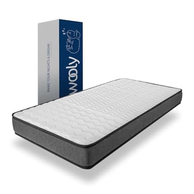 Wooly Matelas 90x190 - Épaisseur 15 cm - Confort Moelleux - Mousse à mémoire de Forme - Blue Latex - Réversible - Hypoallergénique - 7 Zones - Fabriqué Europe - Matelas Enfant - Modèle Éco