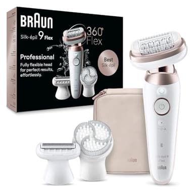Braun Silk-épil 9 Flex Épilateur Femme Épilateur Électrique Femme Avec Tête Flexible à 360° Pour Épilation Simple, Wet & Dry, Peau Lisse Longue 9-060 3D, Blanc/Rose