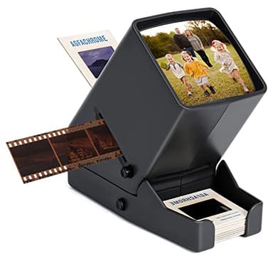 Visionneuse de Diapositives et de Films à grossissement 3X - pour Diapositives 35 mm et Films négatifs/positifs, éclairage LED de Bureau, Fonctionnement sur Piles (câble d'alimentation USB Inclus)