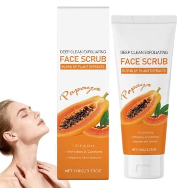 Exfoliant visage éclaircissant à la papaye, gommage exfoliant doux et nettoyant en profondeur aux extraits de plantes, gommage purifiant, exfoliant visage hydratant pour affiner le grain (1PCS)