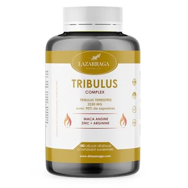 Tribulus Terrestris 2250mg + Maca Pérou + Arginine + Zinc | 180 Capsules Véganes pour 2 Mois | Force et Énergie | Vitamines pour Hommes