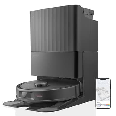roborock Qrevo S Aspirateur Robot Laveur, 7000Pa HyperForce, Double Serpillière Rotative 200 TR/Min & Relevable 10mm, Station Multifonctionnelle, 3D Cartographie, Reactive Tech, Contrôle APP, Noir