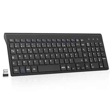 cimetech Clavier sans Fil, Clavier AZERTY Français avec Récepteur Nano USB 2.4GHz Ergonomique Compatible avec Windows/MacOS, Windows PC Laptop - Noir