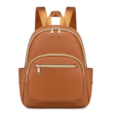 JIANLINST Petit sac à dos tendance en cuir PU pour femme - Sac à dos d'école pour filles - Sac à dos décontracté, marron, S, Décontracté