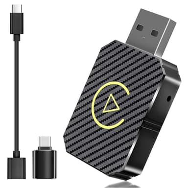 Adaptateur CarPlay sans fil pour Apple iPhone, adaptateur sans fil carplay avec câble d'extension USB & USB-C/Type-C, Compatible avec Les Voitures à partir de 2016 et Phone iOS 10+