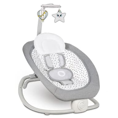 Lionelo Pascal transat bébé avec vibrations délicates, 12 mélodies avec réglage du volume, dossier réglable, barre à jouets interactifs, pliage compact
