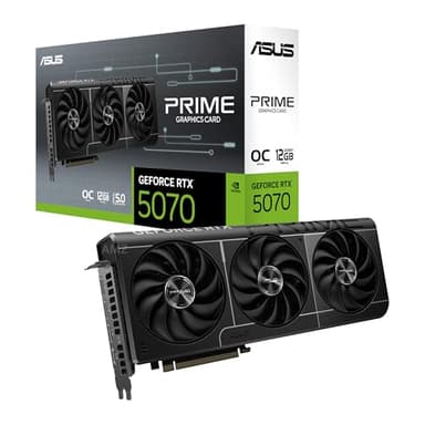 ASUS Prime GeForce RTX 5070 OC 12G GDDR7 Gaming Graphics Card - PCIe 5.0, 2587MHz Boost Clock, 1 x HDMI 2.1b, 3 x DP 2.1b, 2.5-Slot, Axial-Tech Fans, Dual BIOS, SFF-Ready