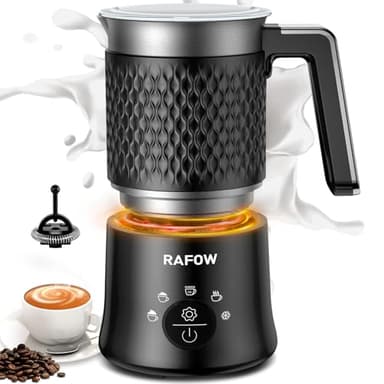 Mousseur à lait électrique 5 en 1 - Mousseur à lait automatique - 350 ml - Grande capacité - Passe au lave-vaisselle - Pour mousse de lait chaude et froide - Chocolat chaud - Latte Cappuccino - Noir