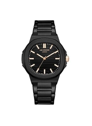LEE COOPER Montre pour homme, affichage analogique et bracelet en métal – LC08016.651 Noir, noir, Bracelet