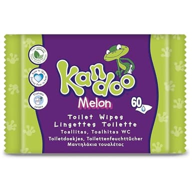 Kandoo - Lingettes Melon - Lingettes Humides Jetables Adaptées aux Enfants - Douceur Extrême - Efficacité Supérieure - Testées sous Contrôle Dermatologique - 1 Pack de 60 Lingettes