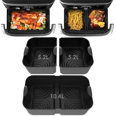 Pietuley 3Pcs Plus Grand Moule Silicone Air Fryer pour Ninja AF500EU COSORI, Accessoire Air Fryer Ninja Foodi Flex 10,4L AF500EU/ COSORI Air Fryer 10L Plat pour Ninja Max AF500EU Accessoire 10.4 L