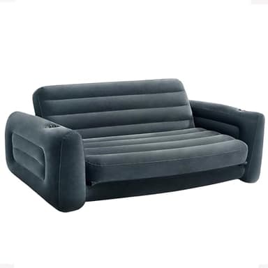 Intex Canapé-lit de Camping Gonflable avec 3 valves de gonflage et de dégonflage Rapides, 203,2 x 231,14 x 66,04 cm, Gris Anthracite