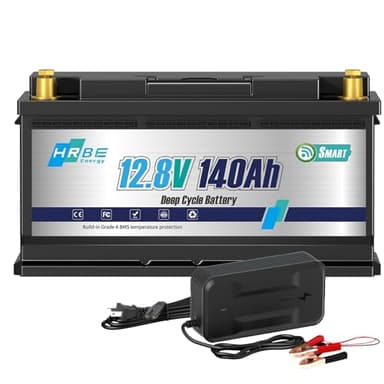 HRBEENERGY Batterie LiFepo4 12V 140Ah Bluetooth, Rechargeable batterie au lithium portable avec 100A Protection BMS et 4000-15000 Cycles, Parfait pour Camping-Car, Système Solaire, Bateaux