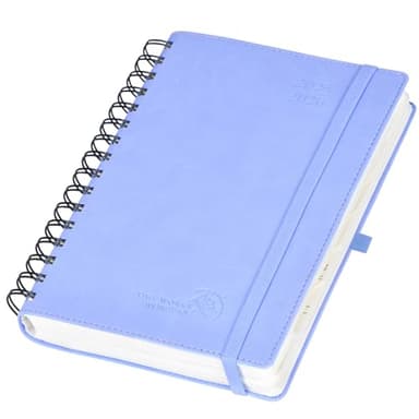 POPRUN Agenda 2025 2026 Journalier 21,5 x 14,5 cm, D'Août 2025 à Juil 2026 12 Mois 1 Page par Jour A5 Agenda, Planner Scolaire Couverture Souple en PU Cuir Spirale, Papier 80g/m², Bleu bleuet